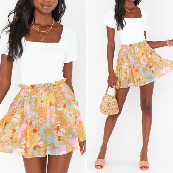 Show me Your MuMu Swing Skirt Groovy Blooms Floral Mini Skirt - Picture 10 of 10